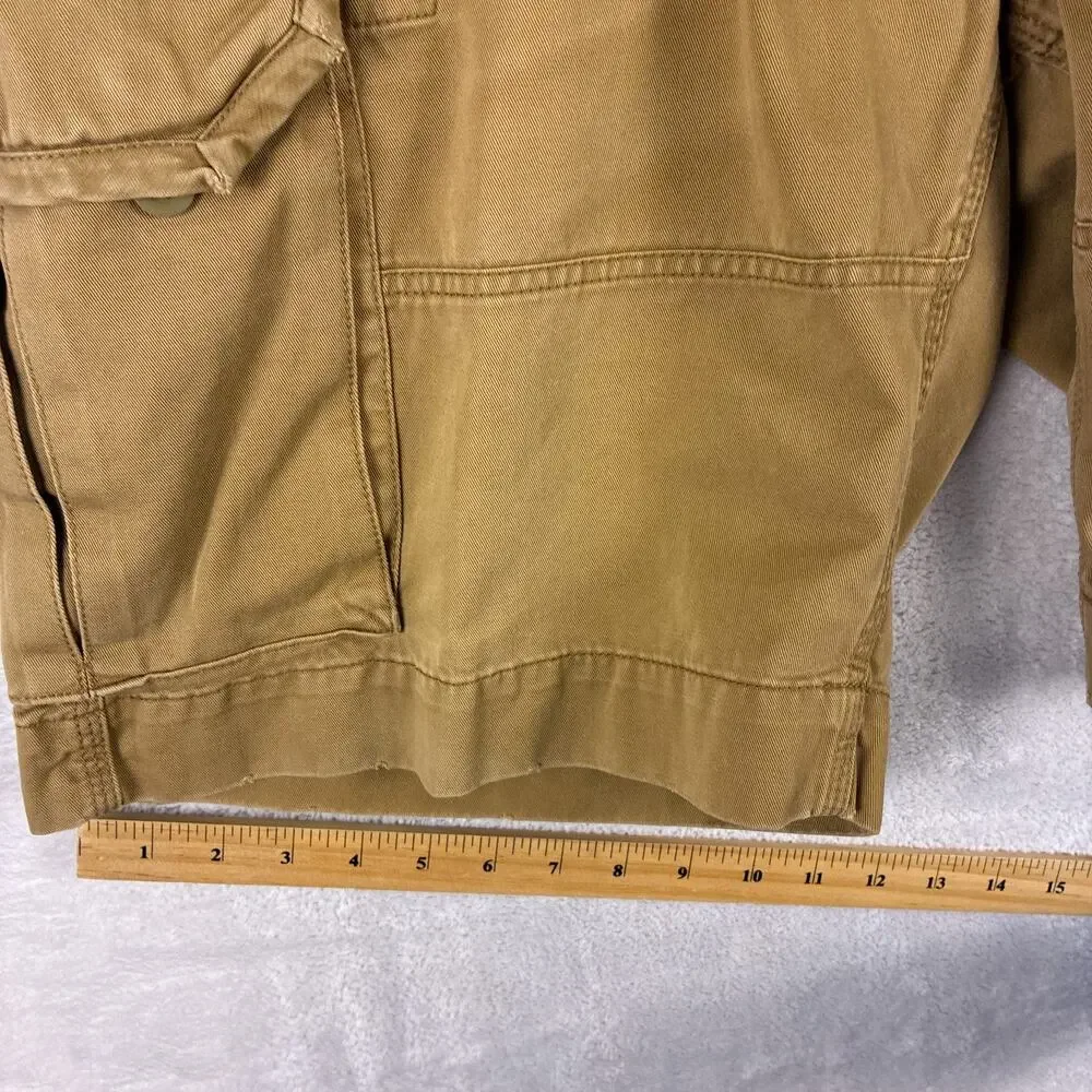 VTG Polo Ralph Lauren Cargo Shorts Mens 35 Tan Y2K Preppy Baggy Skate Military